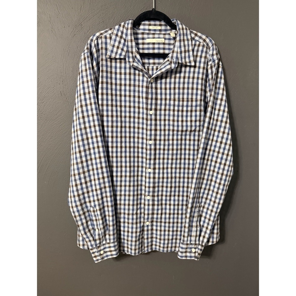 Hawker Rye Blue Button Down Long Sleeve Shirt Size XL Tall Rayon Lumber
